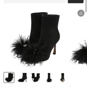 Sam Edelman Ency, Black Satin Heeled Booties with Rhinestone